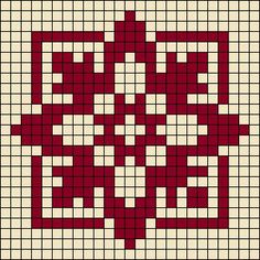 a cross stitch pattern in red and white