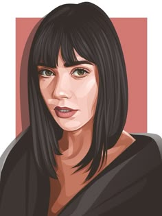 a digital painting of a woman with black hair