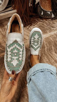 The Dakota Sneaker - Turquoise Wedges Boots, Slide On Sneakers, Western Shoes, Leather Lacing, Pearl Cuff, Arm Party, Slide On, Cowgirl Style, Crazy Shoes