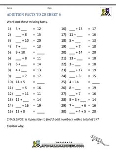 addition worksheet for students to help with adding and subming numbers in the form of