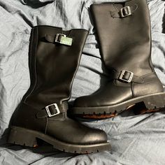 Brand New Still With Tags! Real Leather Riding Boots. No Issues Just Do Not Fit And Lost My Receipts For Return My Loss Your Gains. Just Need Gone. Size 9.5 Mens Paid $150+ In January Black Moto Waterproof Boots With Round Toe, Outdoor Moto Boots With Round Toe, Outdoor Moto Boots With Round Toe And Medium Width, Black Wide Calf Moto Boots With Snip Toe, Leather Moto Waterproof Boots With Round Toe, Moto Style Leather Waterproof Boots With Round Toe, Engineer Boots Men, Black Boots Men, Combat Boots Men