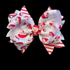 Custom Handmade Santa Boutique Bow With Alligator Clip. Boutique Bows, Kids Hair Accessories, Kids Accessories, Alligator, Hair Bows, Kids Shop, Red White, Red And White, Hair Accessories