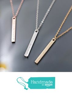 Gold Bar Necklace Personalized, Silver Necklace Simple, Rose Gold Bar, Pretty Jewelry Necklaces, Vertical Bar Necklace, Bar Jewelry, Fancy Necklace, Charms Necklace, Gold Bar Necklace