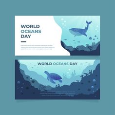 two banners for world oceans day