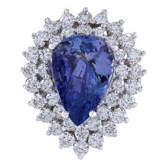 5.75 Carat Natural Tanzanite 14K White Gold Diamond Ring - Fashion Strada Jewellery Women, Blue Sapphire Jewelry, 14k White Gold Diamond Ring, Tanzanite Diamond Ring, Gold Luxury, Blue Tanzanite, Gold Diamond Ring, White Gold Diamond Rings, Natural Tanzanite