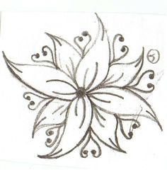 a drawing of a flower with hearts on it