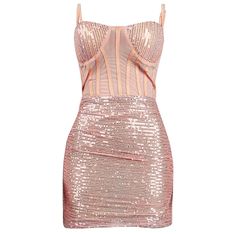 Be the life of the party in this Mesh Insert Sequin Ruched Detail Bustier Cami Bodycon Dress. Luxuriously crafted with mesh and sequins, this mini dress is designed to make you dazzle with its bustier cami and sexy ruched detailing. Add this luxurious look to your wardrobe today. Fit Type: Slim Fit Fabric: Slight Stretch Material: Polyester, Elastane Glamorous Pink Corset Dress For Party, Glamorous Summer Corset Dress For Club, Sleeveless Sequin Corset Dress For Summer, Summer Bodycon Dress With Contrast Sequin In Mini Length, Summer Bodycon Mini Dress With Contrast Sequin, Summer Mini Bodycon Dress With Contrast Sequin, Summer Prom Corset Dress With Sequins, Sequin Corset Dress For Summer Prom, Summer Sequin Corset Dress For Prom