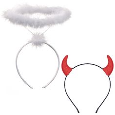 PRICES MAY VARY. COMPLETE COSTUME SET: Get ready for any occasion with our set featuring an Angel Halo and Devil Horns Headband, ensuring you're prepared for heavenly or devilish transformations. Perfect for Halloween, cosplay, and more! HEAVENLY ANGEL HALO: Embrace your angelic side with our White Feather Halo. Crafted for durability and comfort, this halo adds purity and allure to any costume, making you stand out at Halloween parties and cosplay events. DEVILISHLY CHARMING HORNS: Turn heads w Angel Devil Cosplay, Angel And Devil Costume, Devil Cosplay, Horns Headband, Angel Halo, Bubble Tea Boba, Duo Costumes, Costume Making, Devil Costume