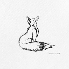 a drawing of a fox sitting on top of a rock