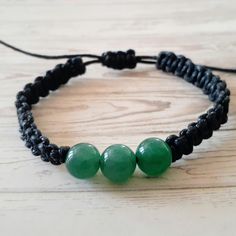 Handmade Adjustable Bracelet Made With Green Aventurine Stone Beads And Black Cording. Unisex. Casual Aventurine Jewelry For Gifts, Adjustable Aventurine Bracelets With 8mm Beads, Adjustable Aventurine 8mm Beads Bracelet, Adjustable 8mm Aventurine Beaded Bracelets, Casual Adjustable Aventurine Beaded Bracelets, Casual Adjustable Aventurine Bracelets, Casual Green Jewelry With Black Beads, Adjustable Hand-strung Aventurine Beaded Bracelets, Adjustable Jade Beaded Bracelets For Everyday