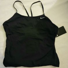 Brand New, Black Nike Swim Suit Nike Fitted Tops With Built-in Bra, Fitted Nike Tops With Built-in Bra, Nike Black Sleeveless Swimwear, Nike Black Fitted Bodysuit, Nike One Piece Swimsuit, Nike Swimsuit, Grey One Piece, Racerback Swimsuit, High Neck Swimsuits