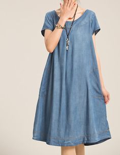 Women Summer Large size loose long dress Denim Dress Outfit Ideas, Sukienki Maksi, Denim Dress Outfit, Double Layer Dress, Mid Dress, Sundress Summer, Cotton Long Dress, Sleeveless Dress Summer, Denim Trends