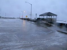 a street that has been flooded with water