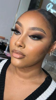 Black Eye Makeup Black Women, Birthday Make Up Idea, Mua Set Up, Black Makeup Looks Black Women, Basic Makeup Looks, Male Up, Makeup Looks For Black Women, Black Wedding Makeup, Flawless Face Makeup