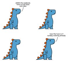 an image of a cartoon dinosaur that is talking to someone about how it's going