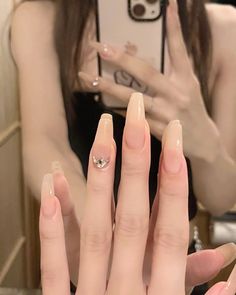 ✦ Gradation Nail, 2023 Beige, Beige Nails Design, Gradation Nails, Asian Nails, Hello Nails, Punk Nails, Beige Nails, Gel Nails Diy