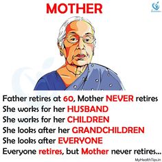 an old woman with the words mother on it