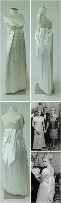 Debutante dress with short train, designed and made by Maria Beggley, 1966. Mary Hayes wore this evening gown to her debutante ball, the Napier Charity Ball, in June 1966. Hayes can be seen wearing the dress in the accompanying black-and-white photos from 1966 (the group portrait shows her with her parents, Olive and Jim Hayes). Collection of New Zealand Fashion Museum. CLICK FOR VERY LARGE IMAGES. 1970 Dress, Debutante Ball, Museum Fashion, Sports Themed Party, 1960s Fashion, Wearing Dress, Historical Fashion, One Shoulder Wedding Dress, Evening Gowns