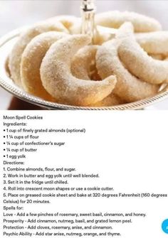 a plate with sugar donuts on it and instructions for how to make them