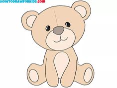 a brown teddy bear sitting on top of a white background with the words how to draw a teddy bear