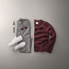 Thanksgiving Sweater, Gray Pants, Mode Casual, Retro Mode