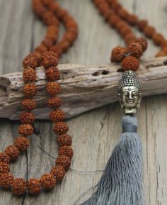 Buddhist Beads, Rudraksha Mala, Knotted Mala, Rudraksha Beads, Stone Bead Jewelry, Buddha Jewelry, Mala Meditation