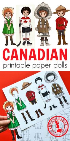 canadian printable paper dolls with the text canada on it and an image of children in costumes