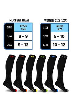 Graduated compression creates relief for varicose veins, leg swelling, and lactic acid build-up when wearing these absorbent and super soft knit socks. Pack of 6 Crew length Antimicrobial fabric engineered to inhibit the growth of odor-causing germs 94% polyester, 3% spandex, 3% other Machine wash, tumble dry Imported Black Compression Breathable Knee-high Socks, Black Compression Socks, Leg Swelling, Swollen Legs, Sock Packs, Lactic Acid, High Energy, Knit Socks, Soft Knits