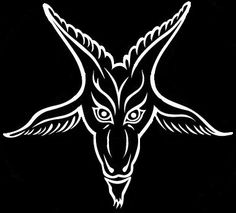 a goat head with horns and wings on a black background