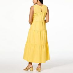 Antthony Embroidered Tiered Butterfly Midi Dress  This floaty maxi is your ticket to paradise! With an embroidered eyelet yoke and twirly tiers of cotton fabric beneath, this sleeveless midi dress breaks you out of your style cocoon. Looks best beachside, but any sunny locale will do. Solid Color Tiered Dress For Summer, Spring Tiered Maxi Dress, Solid Color Tiered Summer Dress, Vacation Maxi Tiered Dress, Casual Cotton Tiered Maxi Dress, Casual Cotton Maxi Tiered Dress, Spring Cotton Tiered Maxi Dress, Summer Cotton Tiered Maxi Dress, Solid Color Tiered Maxi Dress For Vacation