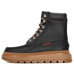 (WMNS) Timberland Ray City Moc Toe Chukka Boots 'Black Regenerative Leather' A5M3B015 Boots Black, Chukka Boots, Black Boots, Mens Outfits, Boots, Leather, Clothes, Black