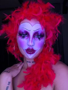 Drag Clown Makeup, Clown Drag Makeup, Easy Drag Makeup, Drag King Aesthetic, Easy Drag Queen Makeup, Alt Clown Makeup, Drag Outfit Ideas, Drag Makeup Ideas, Fashion Nonbinary