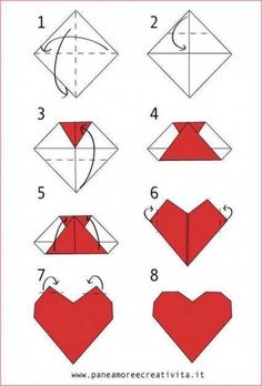 step by step instructions to make origami hearts for valentine's day with pictures