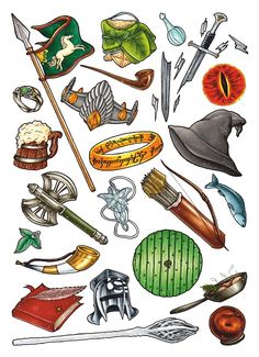 an image of various items from harry potter