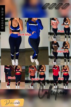 Women Fashion Sports Suits Running Wear Gym Clothes Vest Top / Pants/ Coat 3pcs Set Casual Stretch Sets For Jogging, Stretch Sportswear Sets For Jogging, Sporty Blue Training Sets, Blue Sportswear Sets For Training, Casual High Stretch Sports Sets, Casual Stretch Training Sets, Blue Sportswear Training Set, Blue Sportswear Training Sets, Casual Fitted 3-piece Set