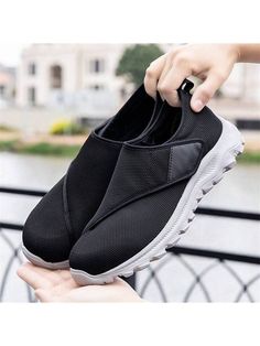 Men's Sport Shoes Spring Summer Mesh Wide Sole Wide Last Health Shoes Men's Casual Shoes Wide Running Shoes Dad Shoes Lightweight Comfortable Soft Bottom Tourist Shoes For Men | SHEIN USA Black Breathable Slip-on Sneakers For Outdoor Activities, Black Breathable Slip-on Walking Shoes, Durable Slip-on Functional Sneakers, Black Low-top Slip-ons For Outdoor, Durable Black Running Shoes With Round Toe, Black Breathable Slip-ons For Sports, Breathable Black Slip-ons For Sports, Comfortable Black Walking Shoes For Light Sports, Breathable Slip-ons For Outdoor Activities