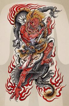 Traditional Japanese Dragon Drawing, Raijin Fujin Tattoo, Raijin Tattoo, Chest Tattoo Stencils, Dragon Tattoo Drawing, Koi Tattoo Sleeve, Traditional Japanese Tattoo, Tattoo Japanese Style, Dragon Tattoo Art