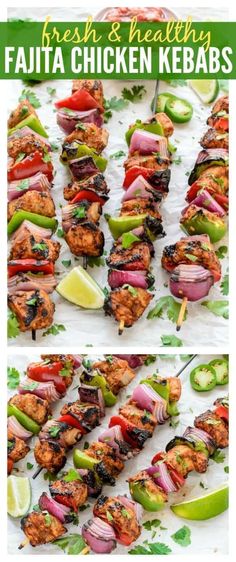 grilled chicken kebabs with peppers and onions