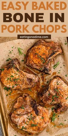 baked bone in pork chops on a baking sheet