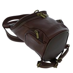 This unique and elegant genuine leather Italian backpack features the classic look of genuine leather and innovative design, which allows it to easily convert from shoulder bag to a backpack. The strap that attaches to the back of the backpack has a zipper in the middle, which can be closed to make a single strap for shoulder bag design, or open to make dual straps for backpack design. The backpack is perfect whether you are headed to work, running errands, or traveling. The main compartment eas Elegant Brown Leather Backpack For School, Classic Brown Backpack With Zipper Closure, Classic Brown Backpack Shoulder Bag, Classic Brown Leather Backpack With Zipper Closure, Classic Crossbody Travel Backpack, Classic Crossbody Backpack For Travel, Classic Leather Crossbody Backpack For School, Brown Soft Leather Crossbody Backpack, Elegant Brown Soft Leather Backpack