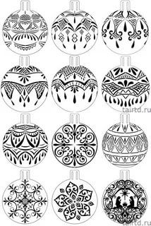 an image of christmas ornaments in black and white