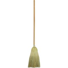 a broom with a wooden handle on a white background