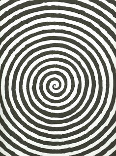 an abstract black and white pattern with spirals in the center, as if it were painted on paper