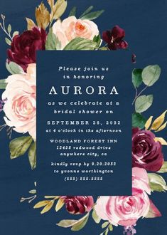 Navy Blue Burgundy Gold Blush Pink Bridal Shower Invitation Country Invitations, Pink Bridal Shower Invitations, Pink Bridal Shower, Pink Bridal, Blue Wedding Invitations