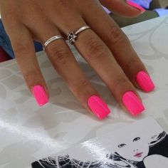 Tip Nails Square, Turquoise Sns Nails, And Nail Ideas, Coffin Bright Nails, Vibrant Nails Short, Nails Acrylic Simple Designs, Neon Pink Square Nails, Short Acrylic Nails Hot Pink, Bright Pink Vacation Nails