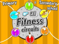 the logo for pe fitness circuit's primary training and secondary school program is shown