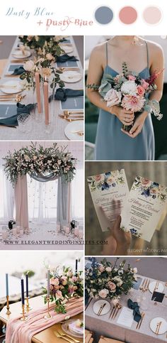 a collage of different wedding colors and details