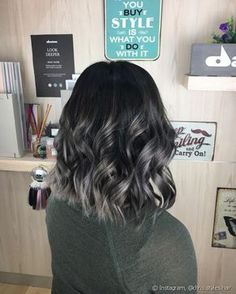 Grey And Black Hair, Grey Ombre Hair, Brown Ombre Hair, Trendy Hair Color, Grunge Hair, Hair Color For Black Hair