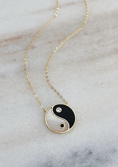 Yin Yang Pendant Necklace Gold Fashion women’s jewelry Shop Gifts Onyx Stone, Recycled Fabric, Mother Of Pearl, Onyx, Gold Necklace, Gold Plate, Pendant Necklace