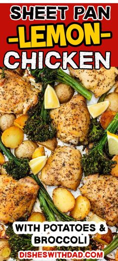 sheet pan lemon chicken with potatoes and broccoli